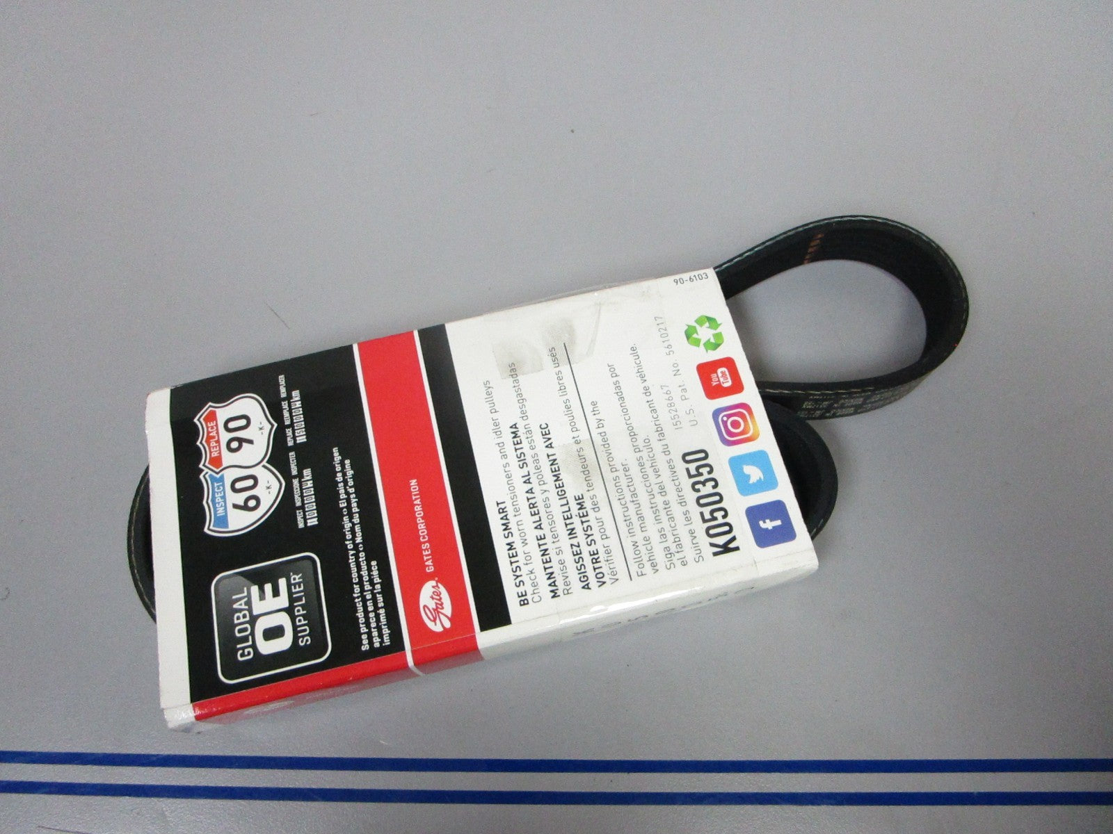 NEW K050350 Gates Micro-V 21/32" x 35 ⅝" Serpentine Belt 0720