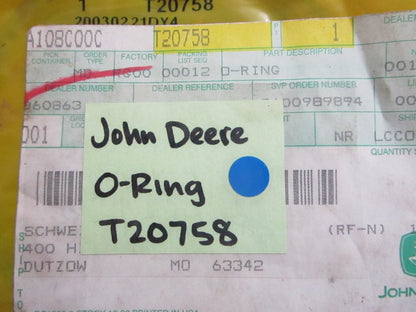 *NEW OEM* 0810 John Deere O-Ring T20758