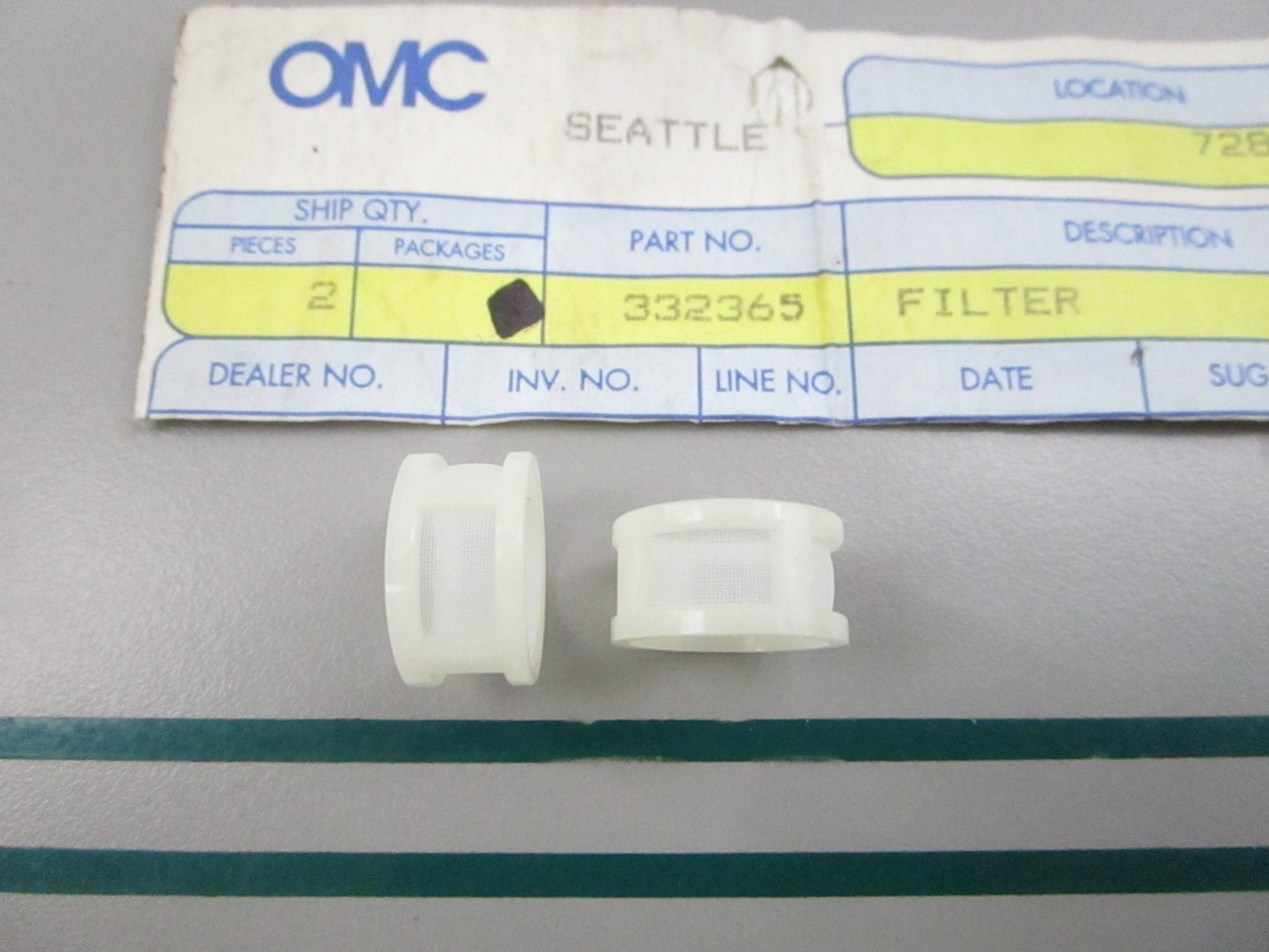NEW OEM (LOT OF 2) 332365 0332365 OMC Johnson Evinrude Filter 0810