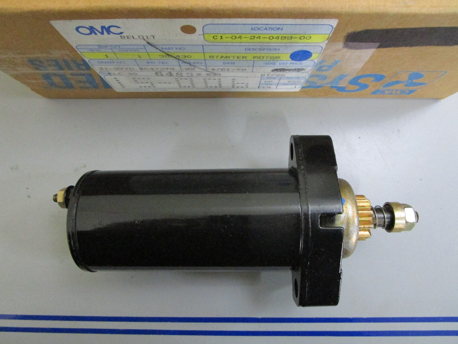 *NEW OEM* 0820 OMC Johnson Evinrude Starter Motor 386430 0386430