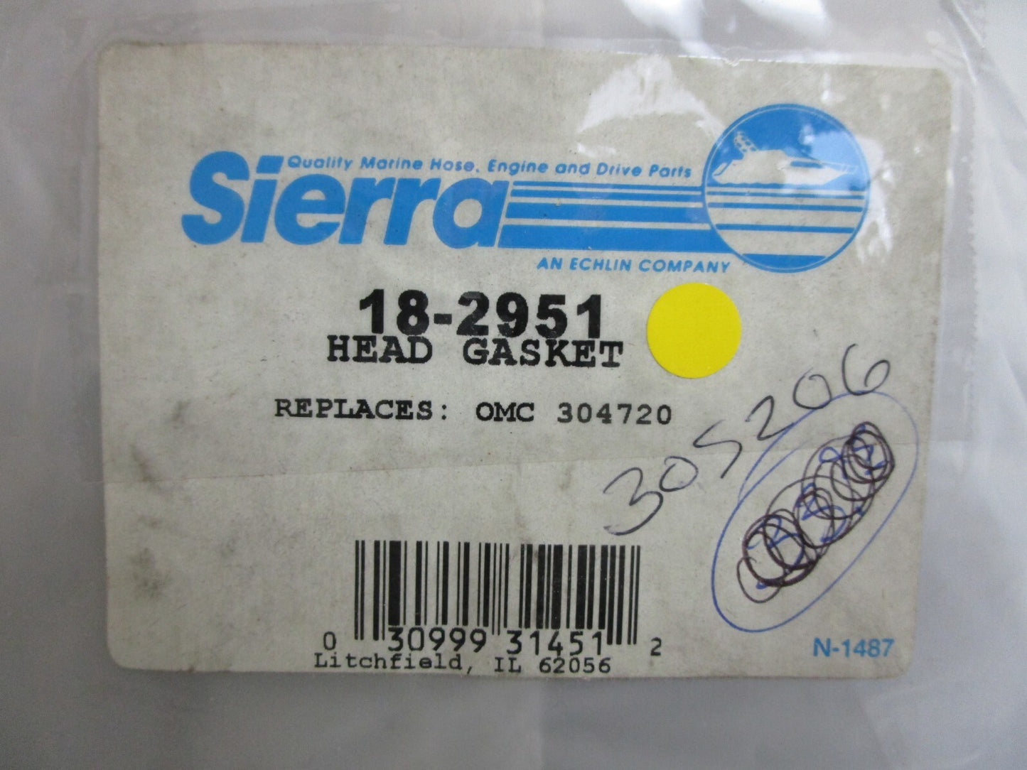 *NEW* 0810 Sierra Head Gasket 18-2951 Replaces: OMC 304720 0304720