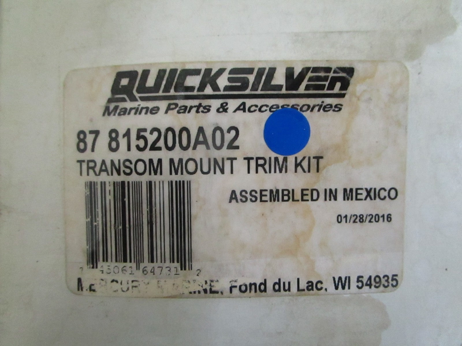 *NEW OEM* 0820 Mercury Quicksilver Transom Mount Trim Kit 87-815200A02