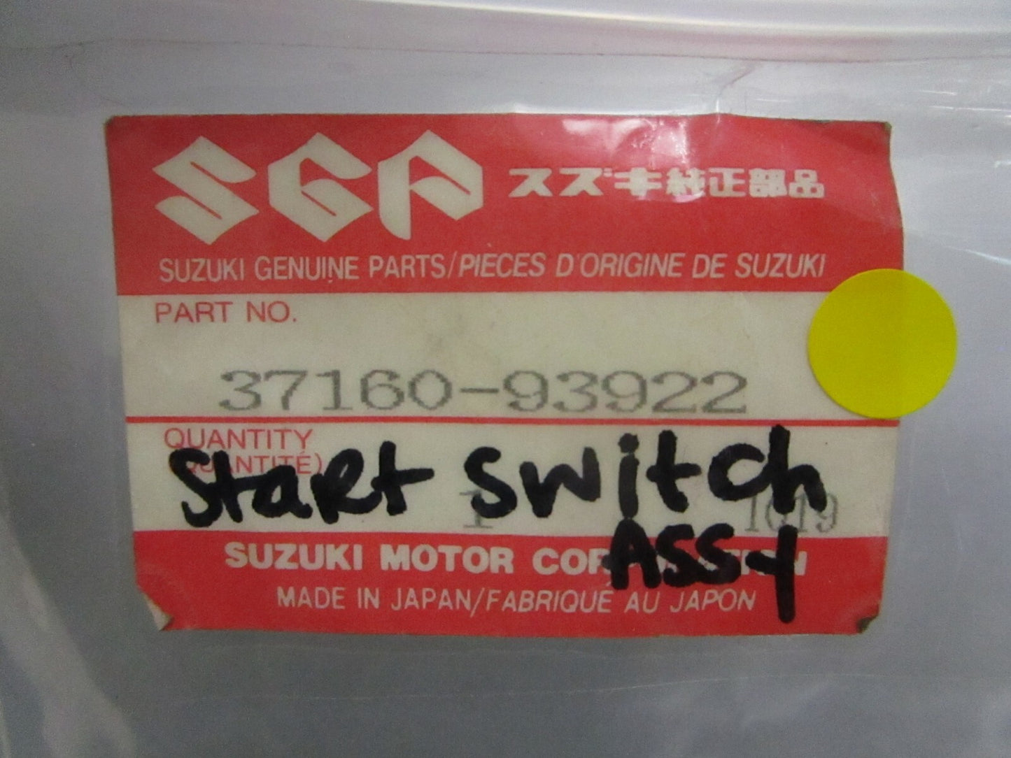 *NEW OEM* 0810 Suzuki Start Switch Assembly 37160-93922