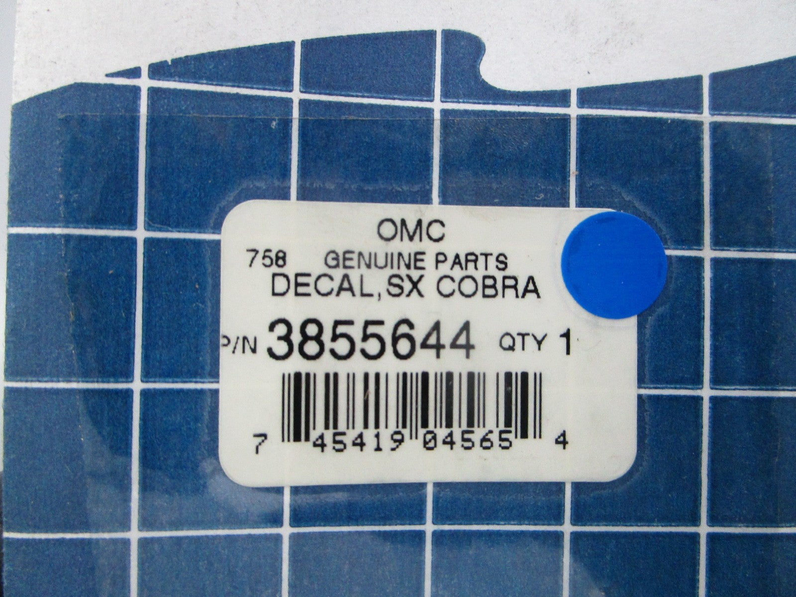 NEW OEM 3855644 OMC Johnson Evinrude SX Cobra Decal 0810