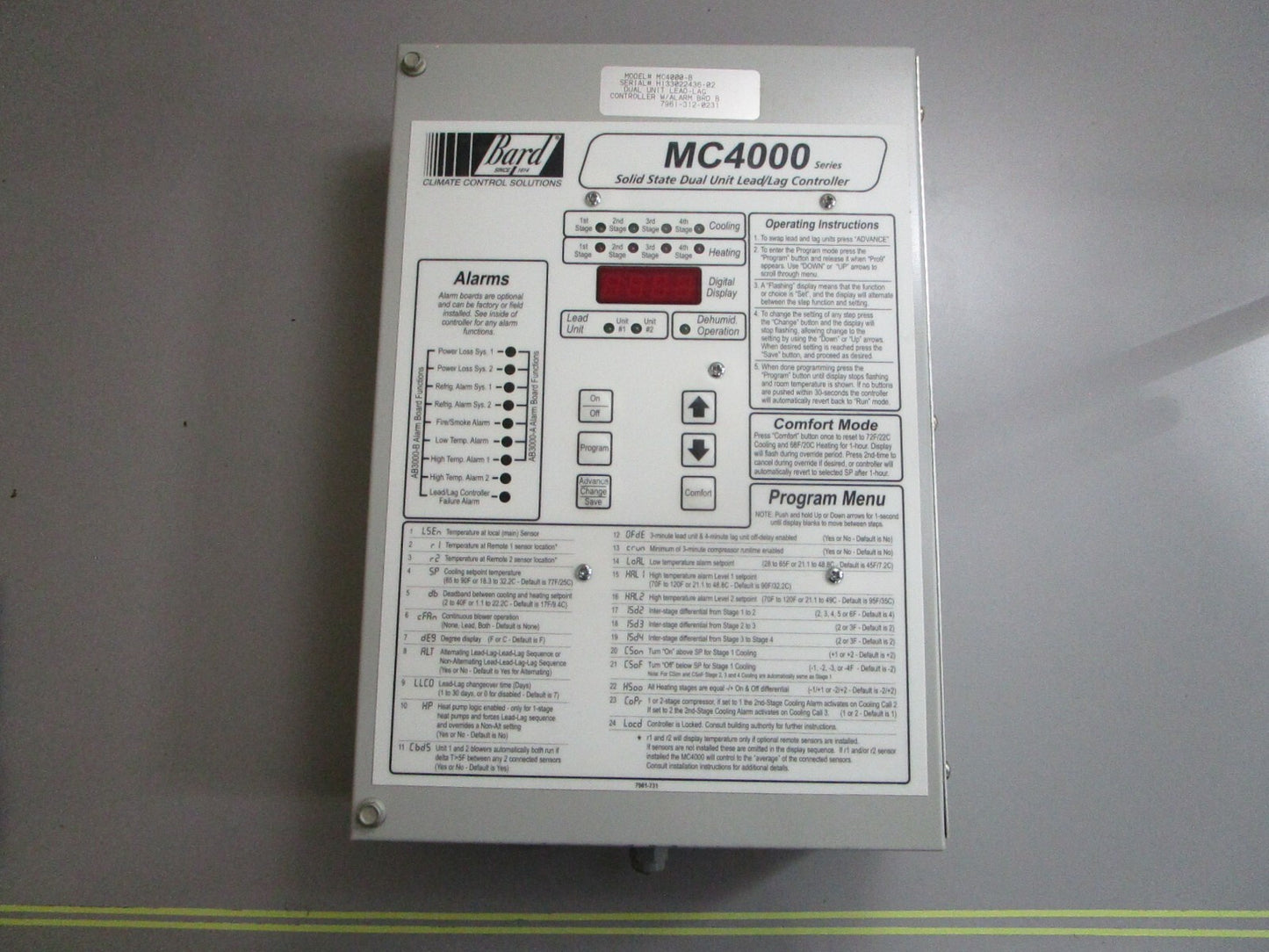 *NEW* 0820 Bard Solid State Dual Unit Lead/Lag Controller MC4000-B