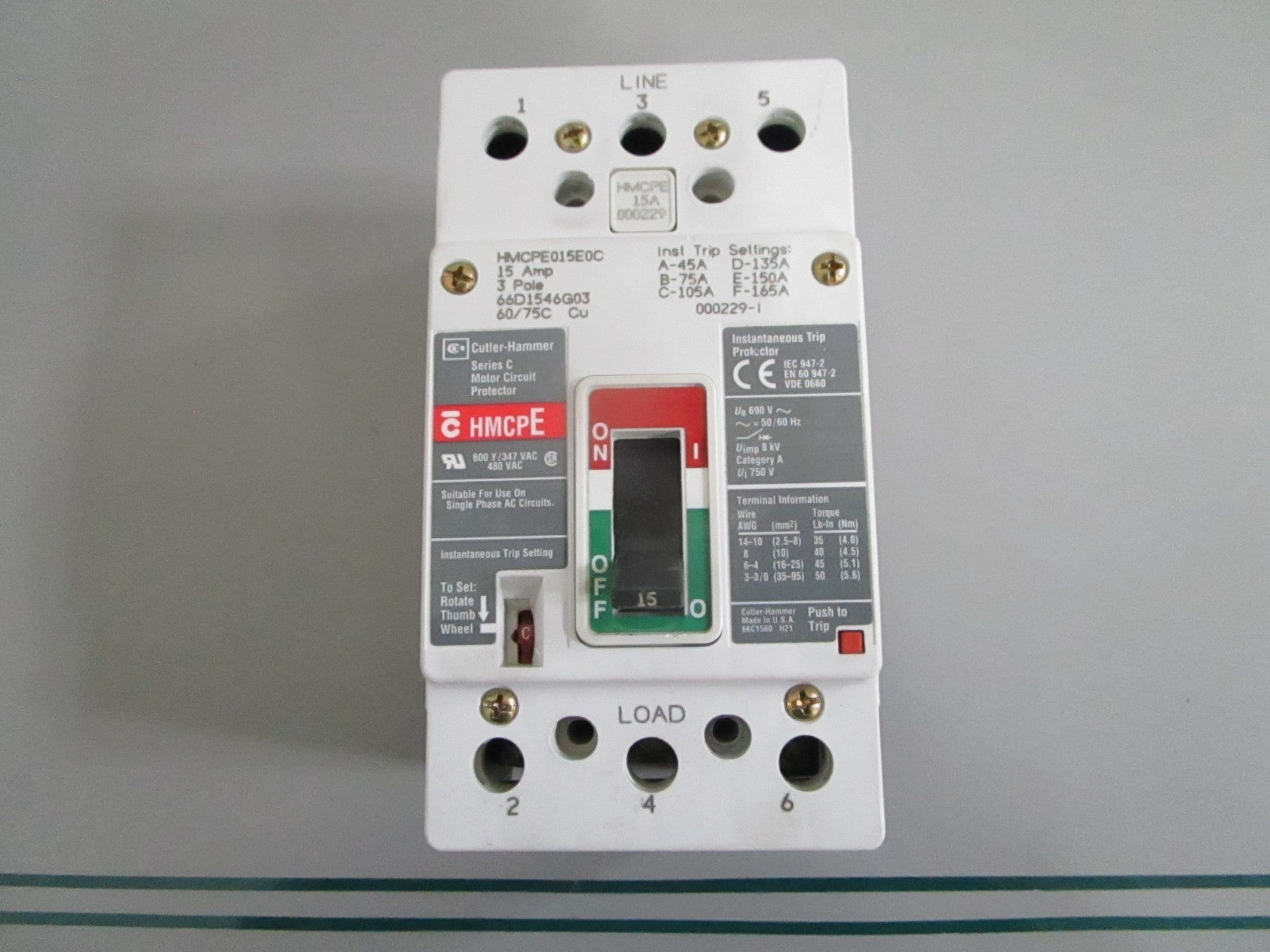 Cutler-Hammer HMCPE015E0C Motor Circuit Protector 3P 15A 480V NEW OEM 0820