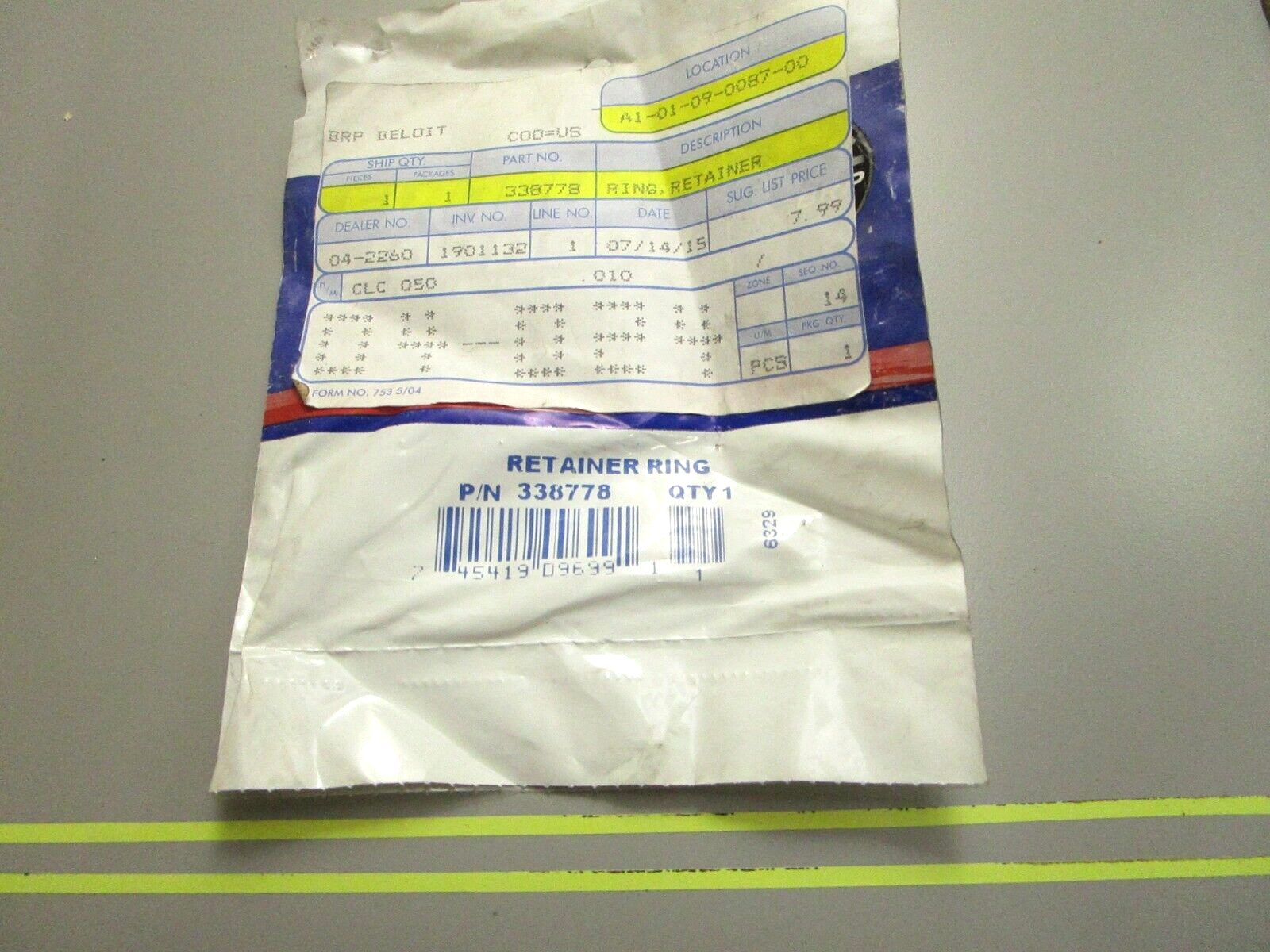 *NEW OEM* 0810 OMC Johnson Evinrude Retainer Ring 338778 0338778