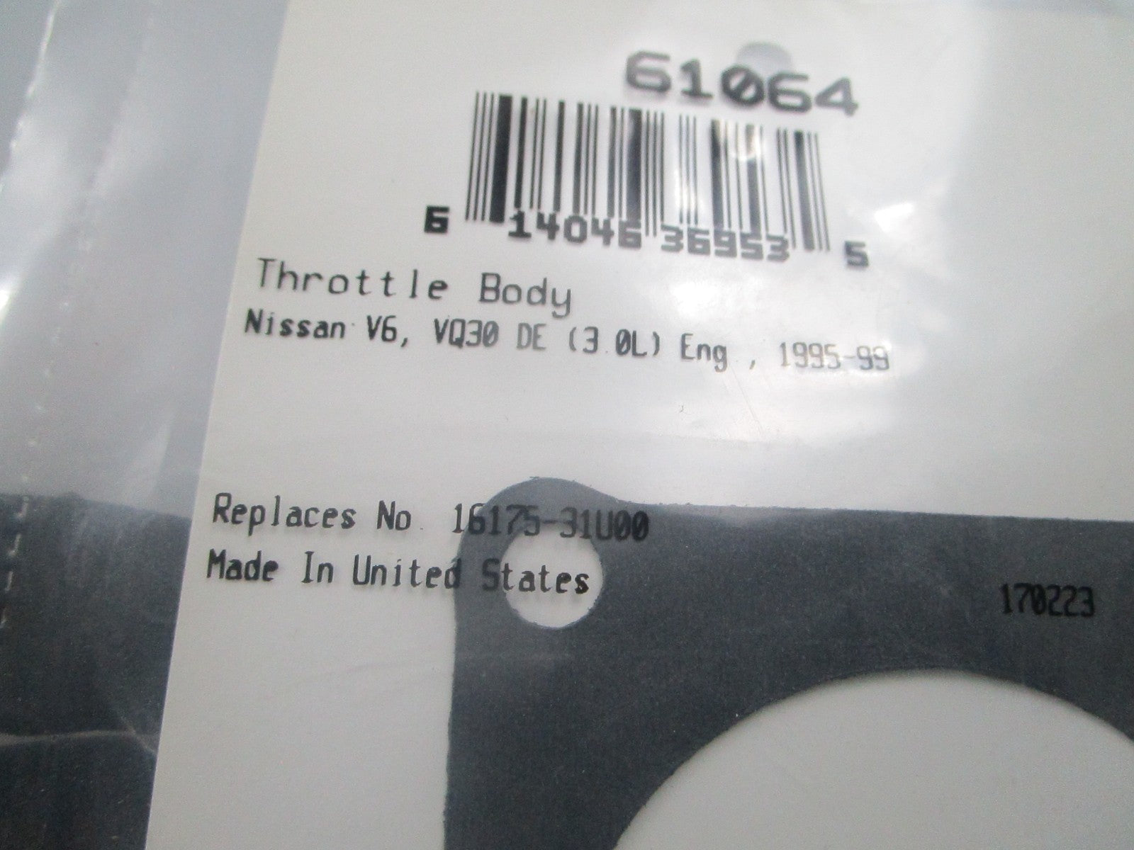 *NEW* 0810 Fel-Pro Throttle Body Gasket 61084