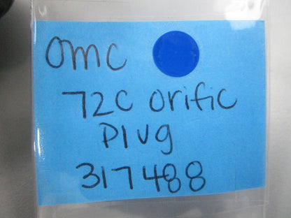 NEW OEM 317488 0317488 OMC Johnson Evinrude 72C Orifice Plug 0810