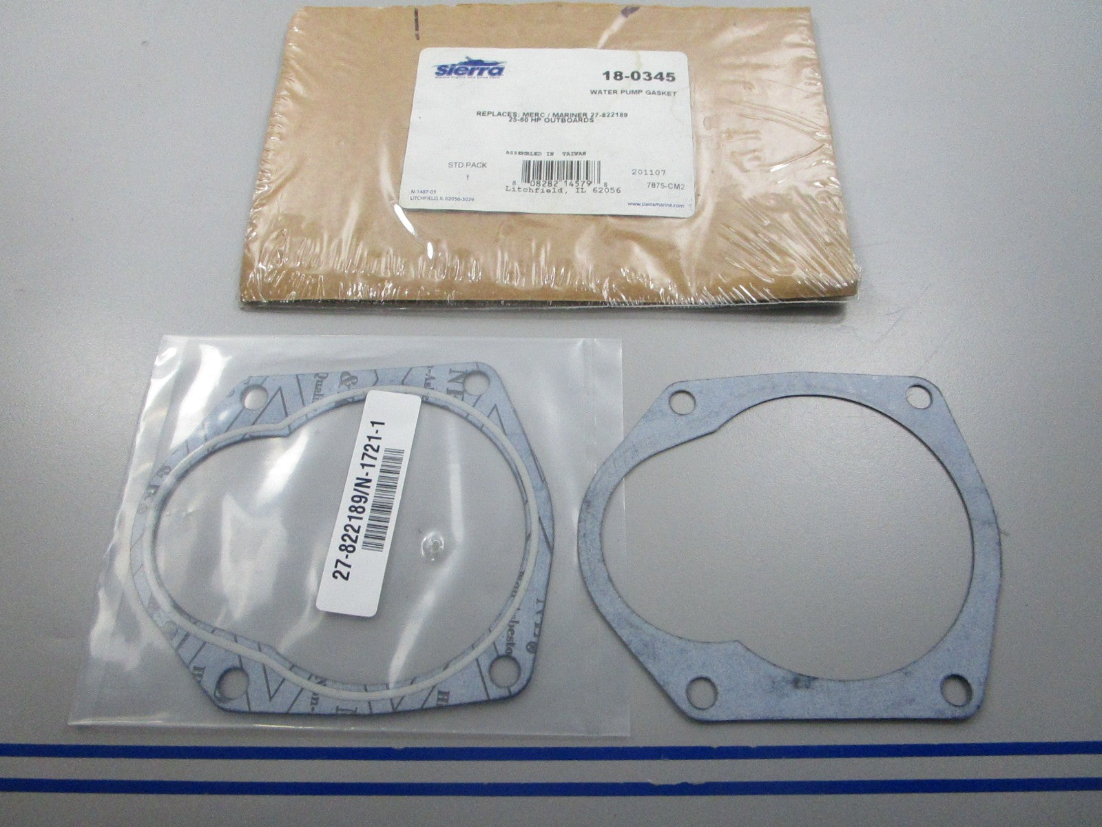 NEW (LOT OF 2) 18-0345 Replaces: 27-822189 Sierra W/P Gasket  0810