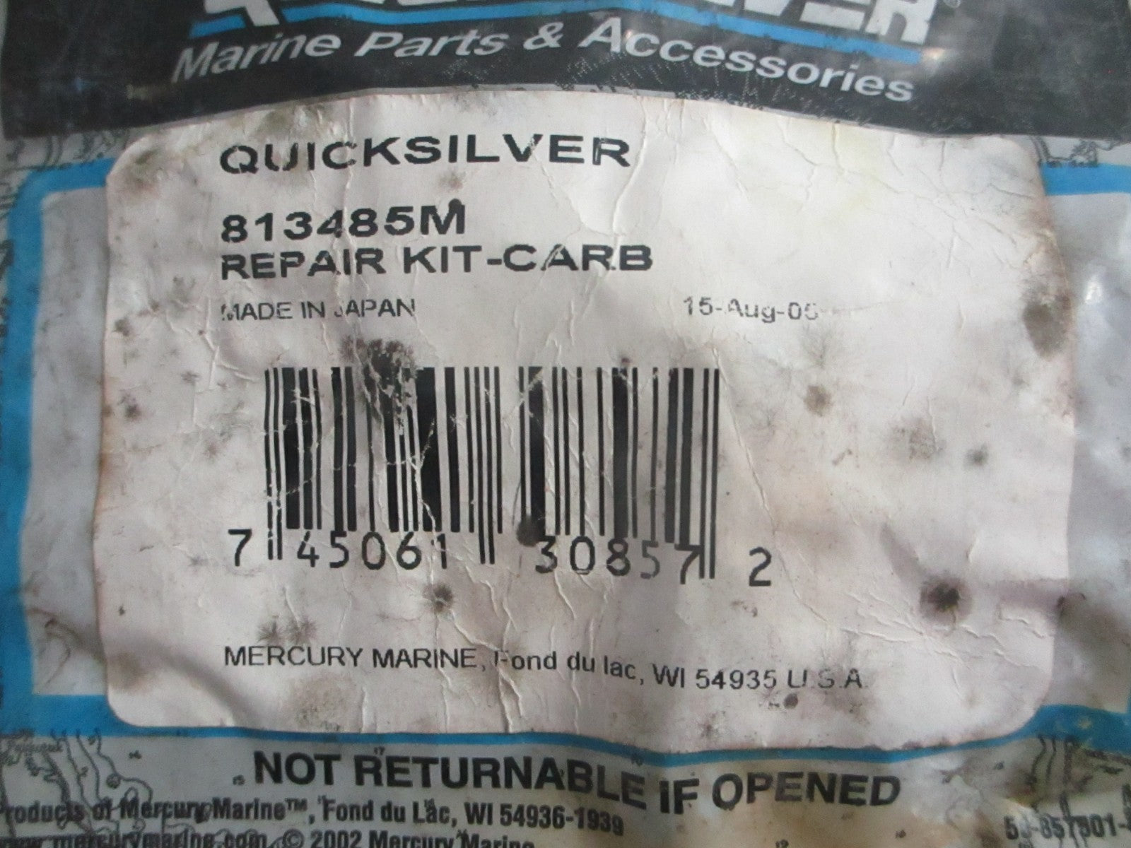 NEW OEM 813485M Mercury Quicksilver Carburetor Repair Kit 0820