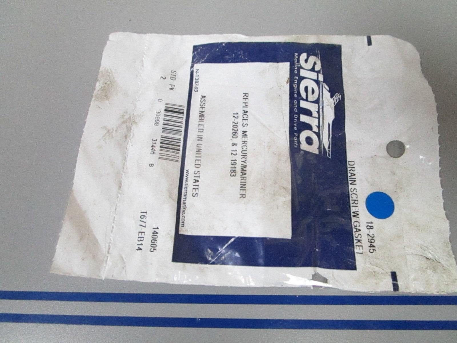NEW 18-2945 Replaces: Mercury 12-20260 12-19183 Sierra Drain Screw Gasket 0810