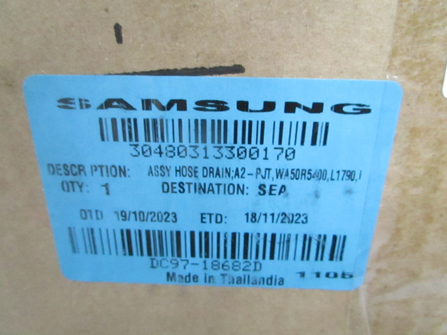 *NEW OEM* 0820 Samsung Washer Drain Hose DC97-18682D