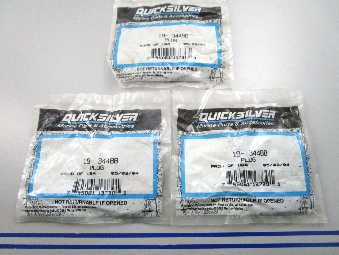 NEW OEM (LOT OF 3) Mercury Quicksilver 19-34488 Plug 0810