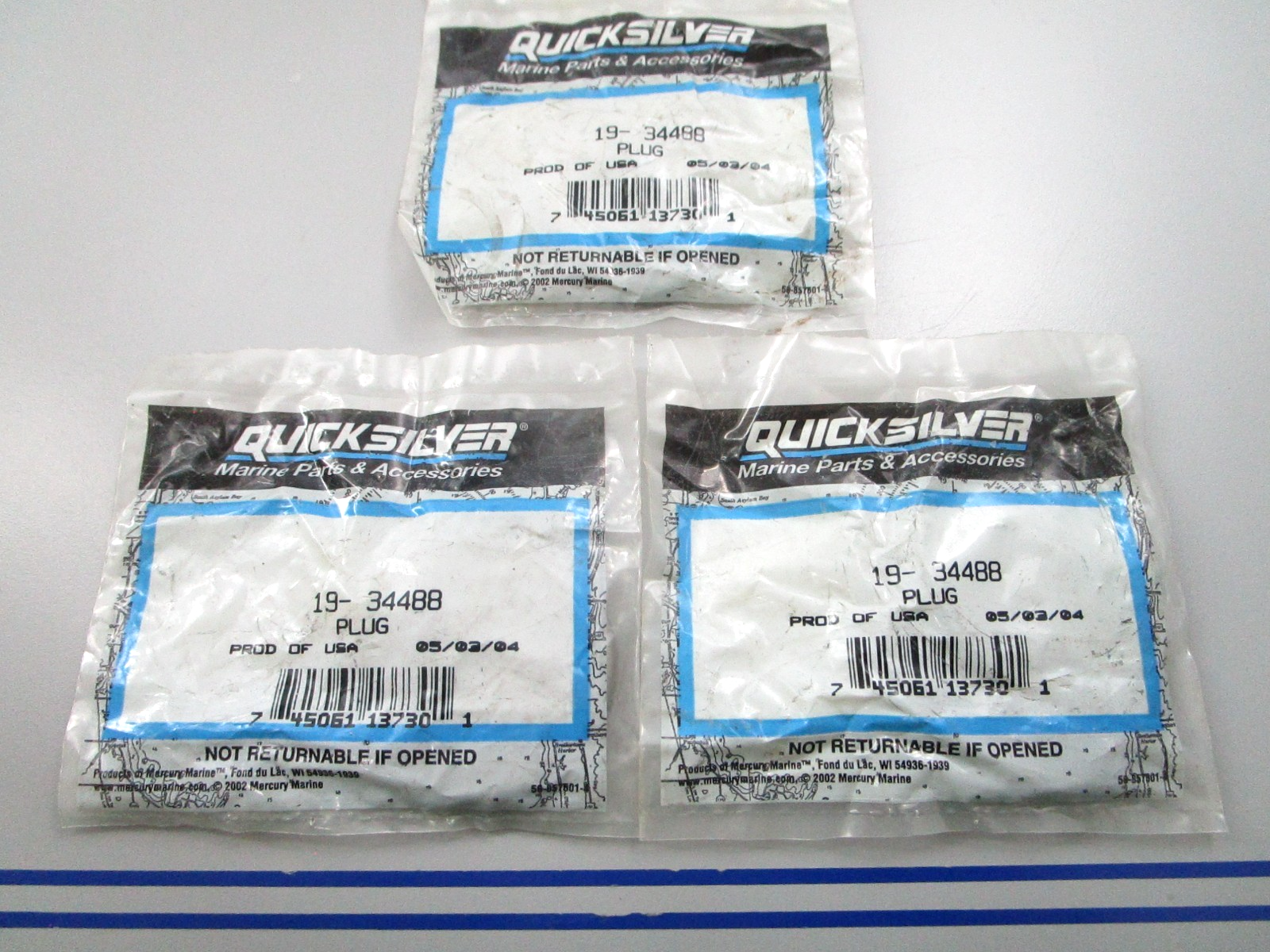 NEW OEM (LOT OF 3) Mercury Quicksilver 19-34488 Plug 0810