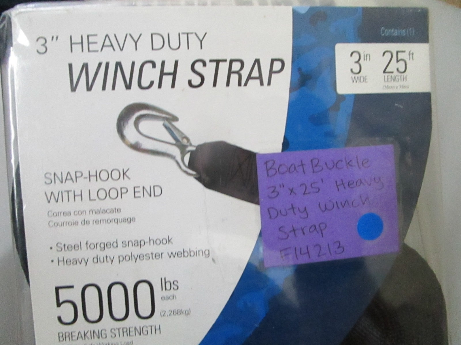 *NEW* 0810 Boat Buckle 3" X 25' Heavy Duty Strap F14213