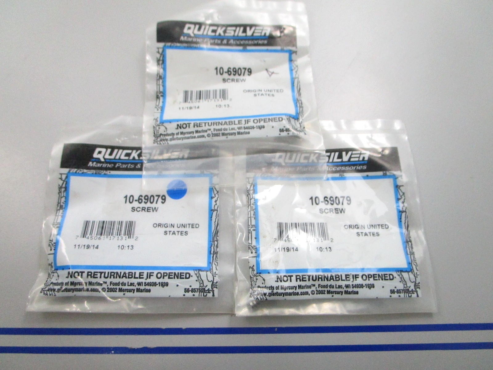 NEW OEM (LOT OF 3) Mercury Quicksilver 10-69079 Screw 0810