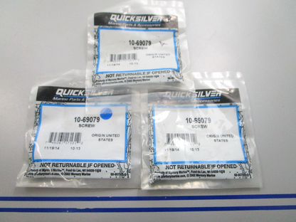 NEW OEM (LOT OF 3) Mercury Quicksilver 10-69079 Screw 0810
