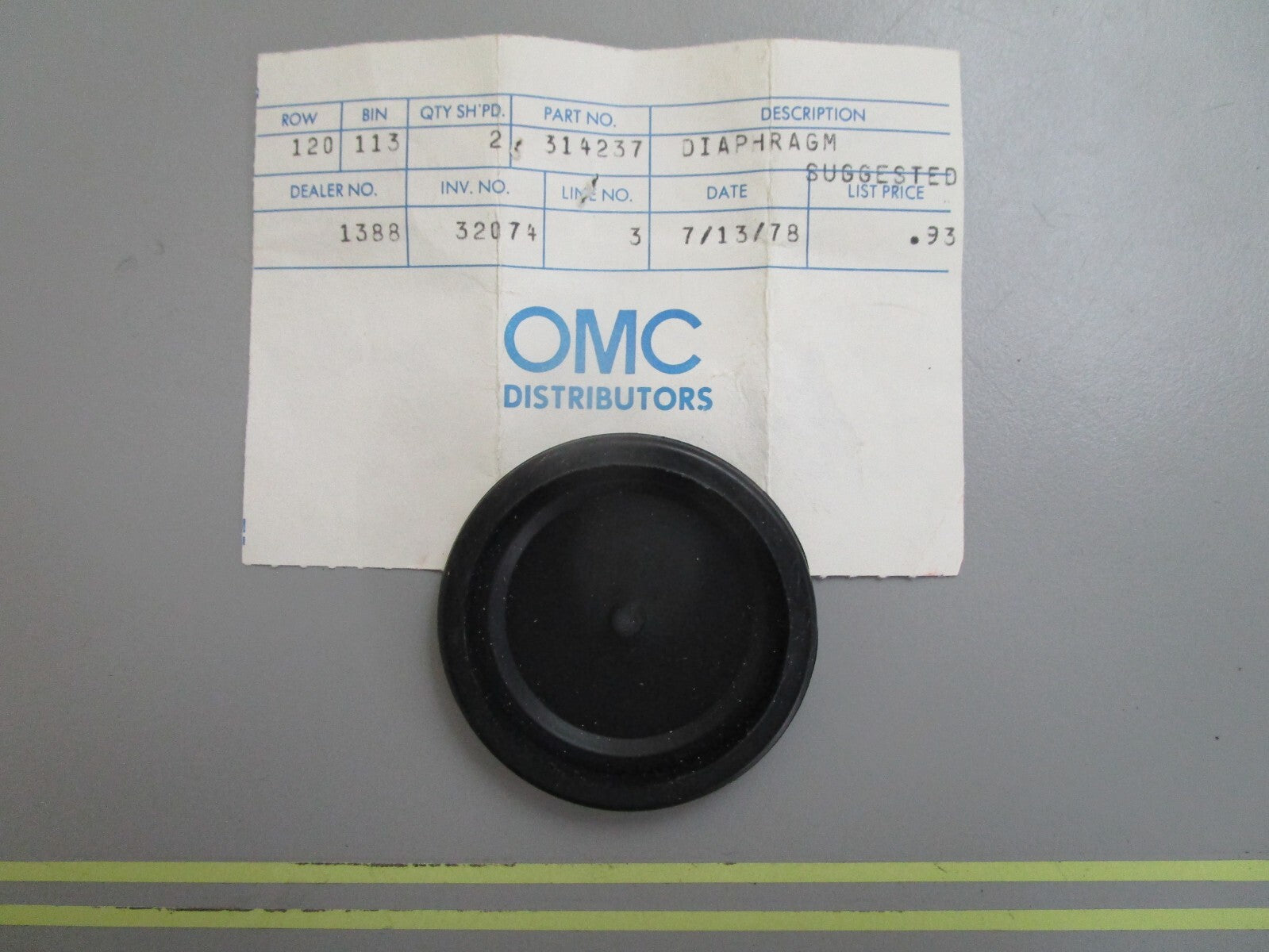 *NEW OEM* 0810 OMC Johnson Evinrude Diaphragm 314237 0314237