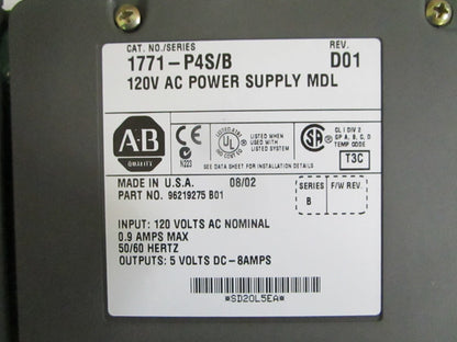 Allen-Bradley 1771-P4S PLC-5 Power Supply 120VAC 8A 5VDC Ser B NEW OEM 0820