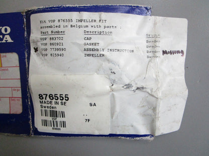 *NEW OEM* 0820 Volvo Penta Impeller Kit 876555
