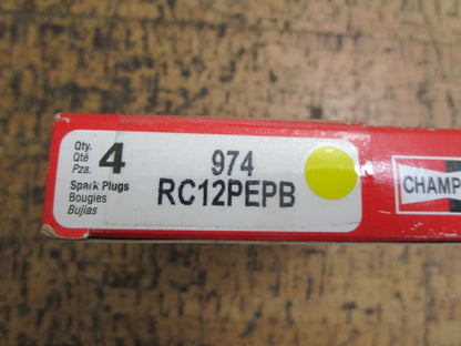 *NEW* (LOT OF 4) 0810 Champion Spark Plug 974 RC12PEPB