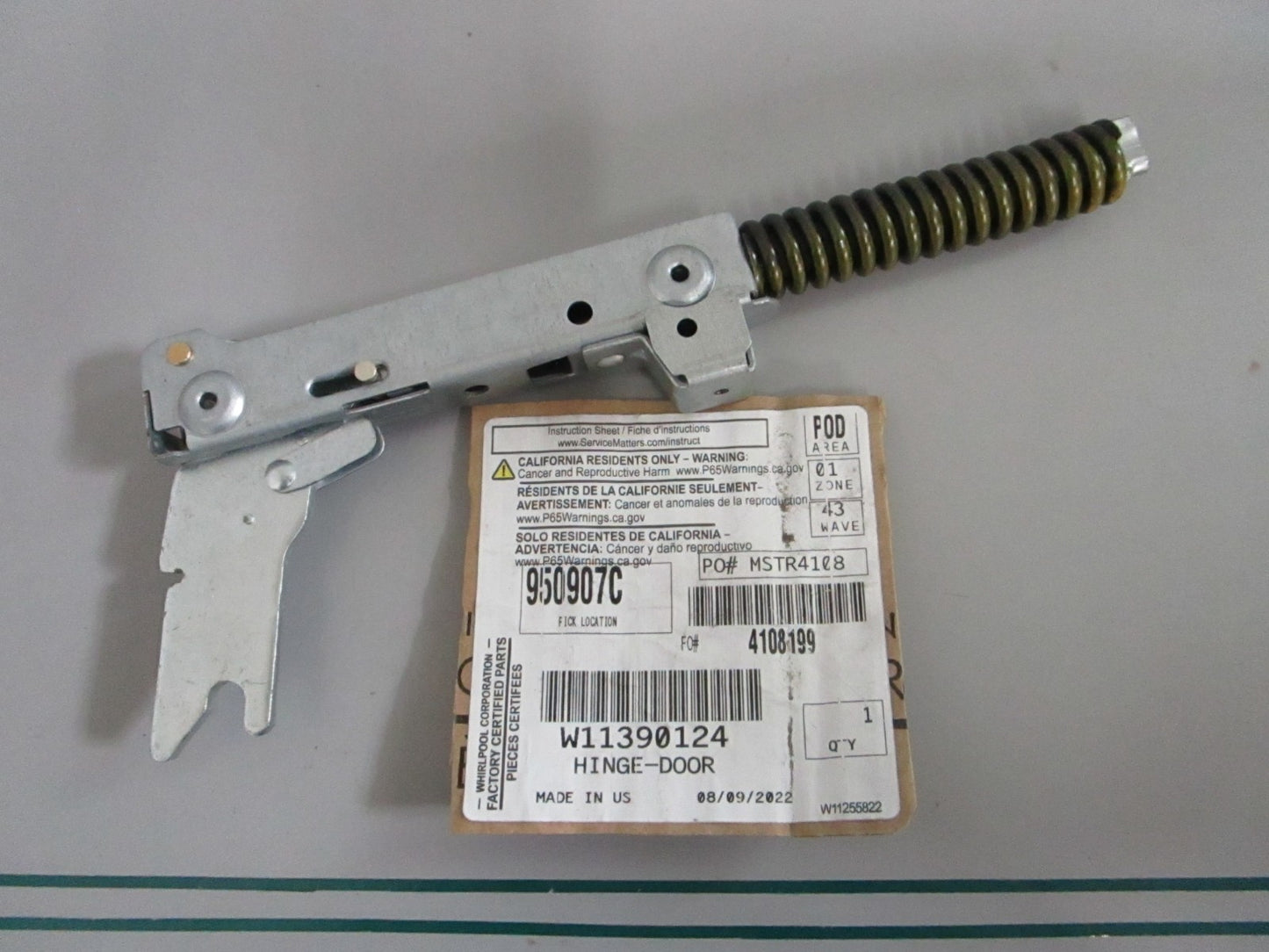 Whirlpool NEW OEM Oven Door Hinge W11390124 NOS Genuine Factory Part 0820