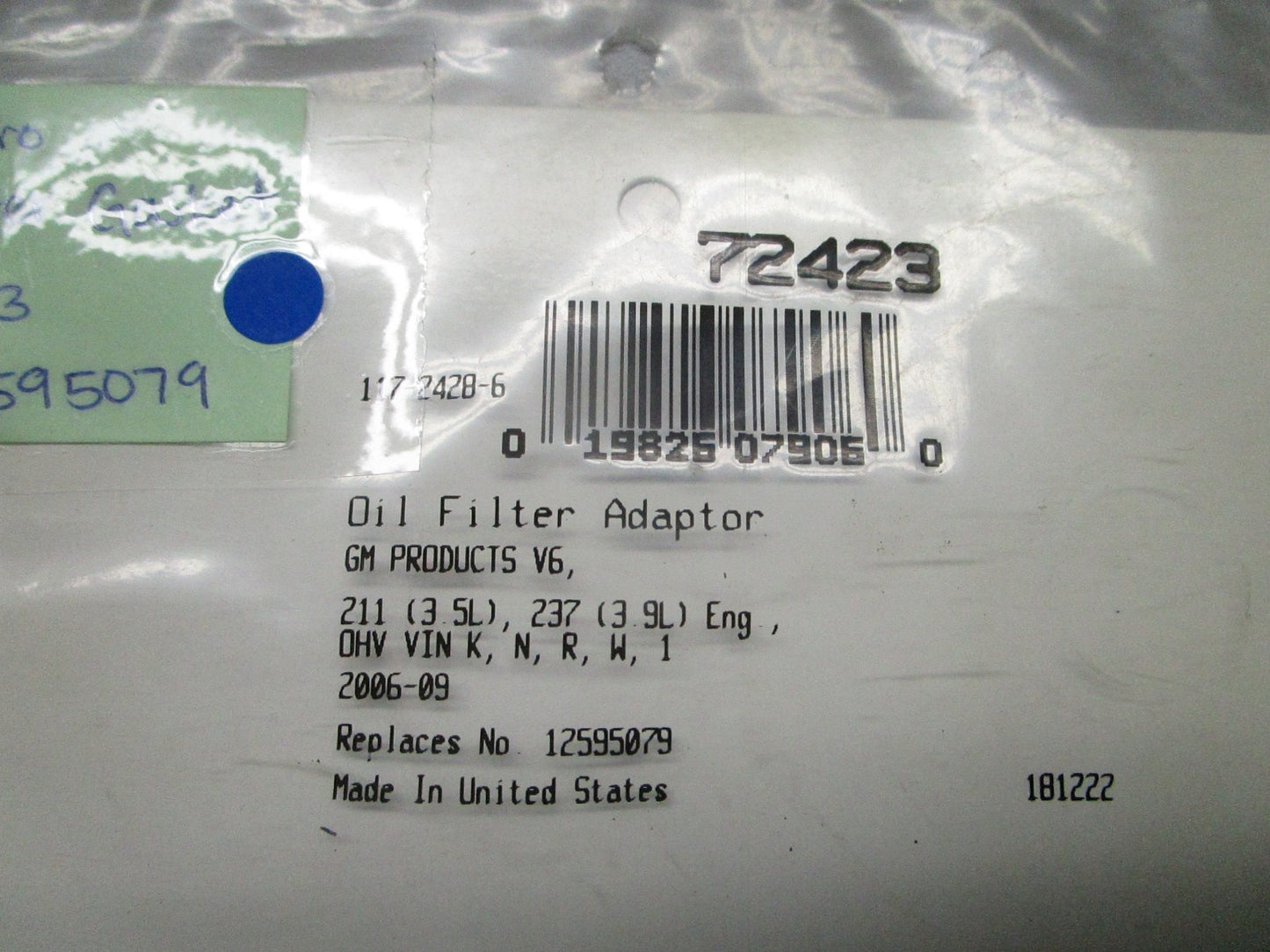 *NEW* 0810 Fel-Pro Adapter Gasket 72423 Replaces: 12595079