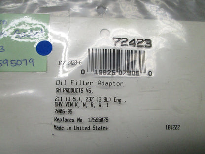 *NEW* 0810 Fel-Pro Adapter Gasket 72423 Replaces: 12595079