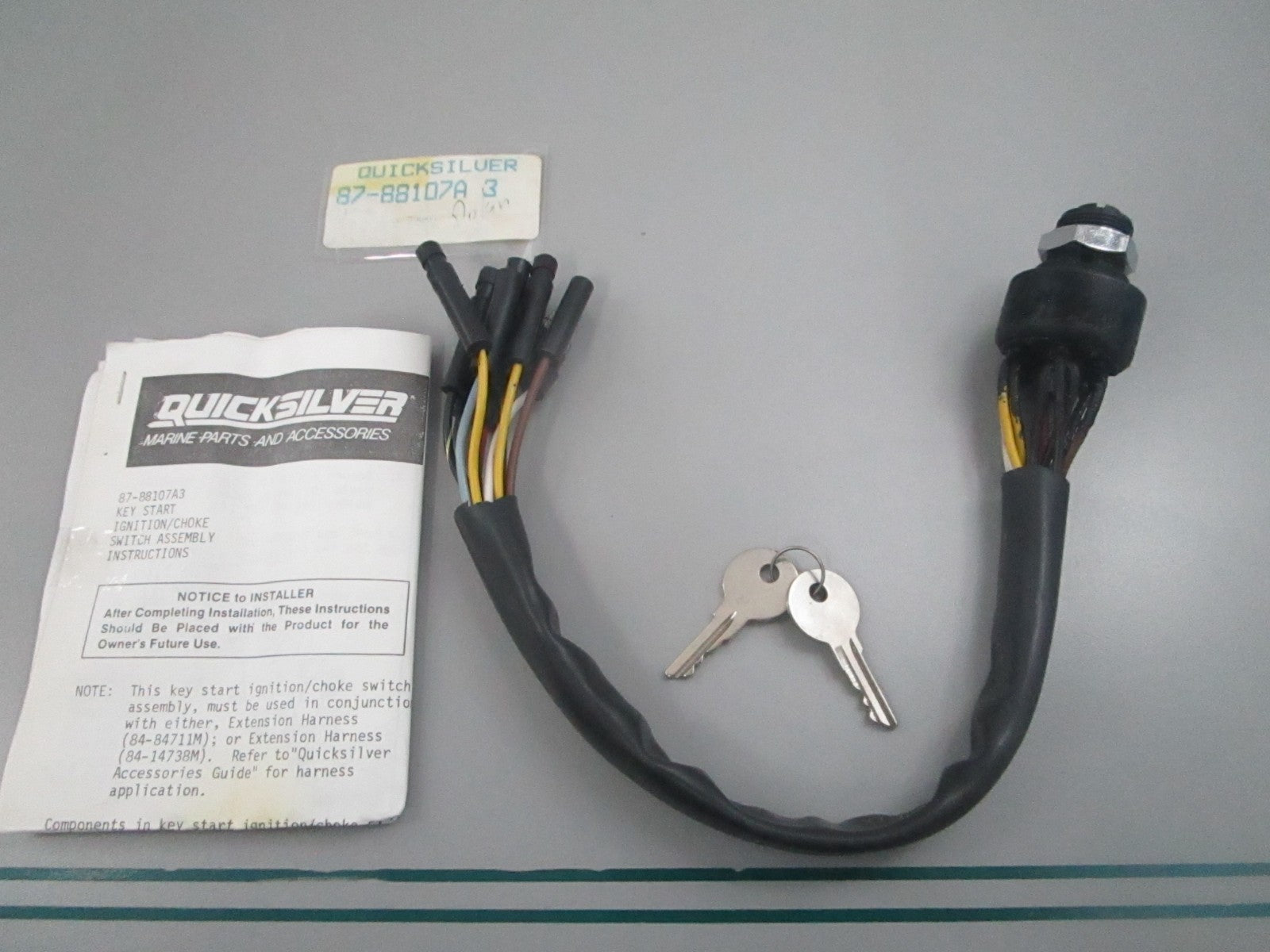 Mercury Quicksilver NEW OEM Ignition Key Switch Kit Push Choke 87-88107A3 0810