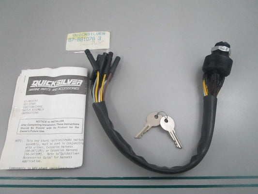 Mercury Quicksilver NEW OEM Ignition Key Switch Kit Push Choke 87-88107A3 0810