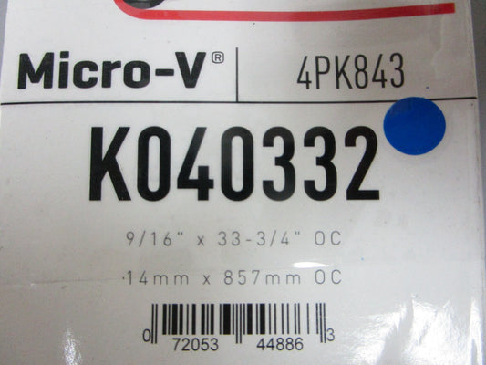 NEW K040332 Gates Micro-V 9/16" x 33 ¾" Serpentine Belt 0720