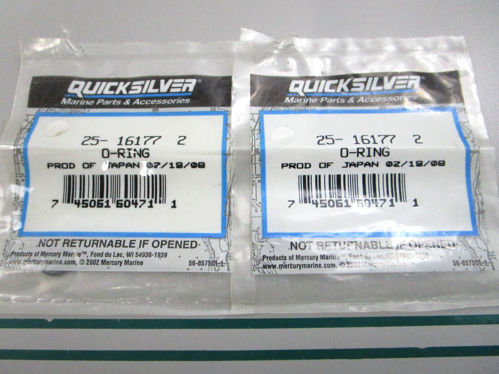 NEW OEM (LOT OF 2) 25-161772 Mercury Quicksilver O-Ring 0810