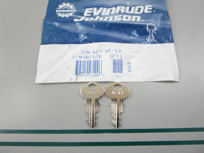 NEW OEM (LOT OF 2) 501528 0501528 OMC Johnson Evinrude KF 13 Ignition Key 0810
