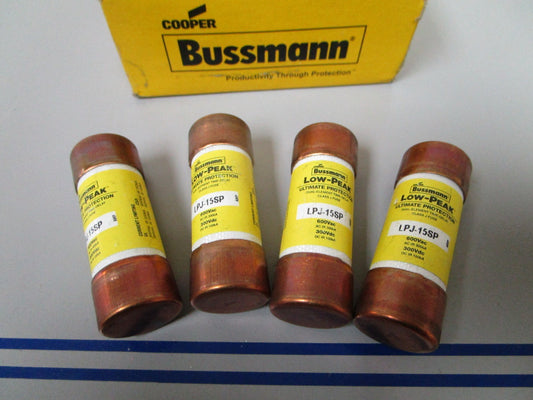 NEW OEM LPJ-15SP Bussman Low-Peak Dual Element Time Delay Fuse (LOT OF 4) 0720