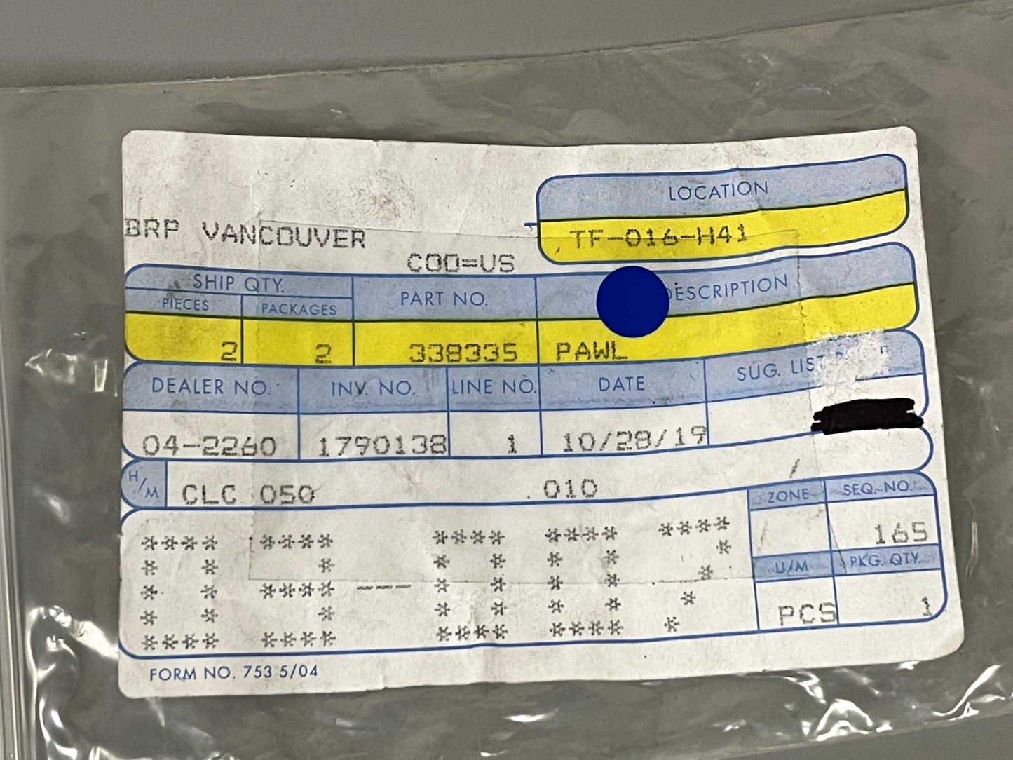 *NEW OEM* 0670 OMC Johnson Evinrude Pawl 3383350 338335