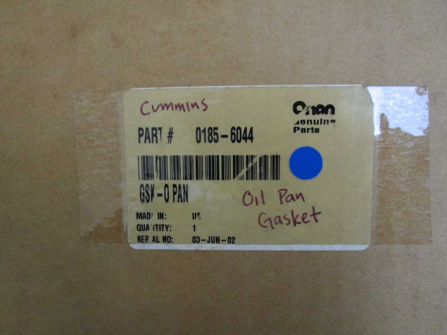 *NEW OEM* 0820 Onan Cummins Oil Pan Gasket 0185-6044