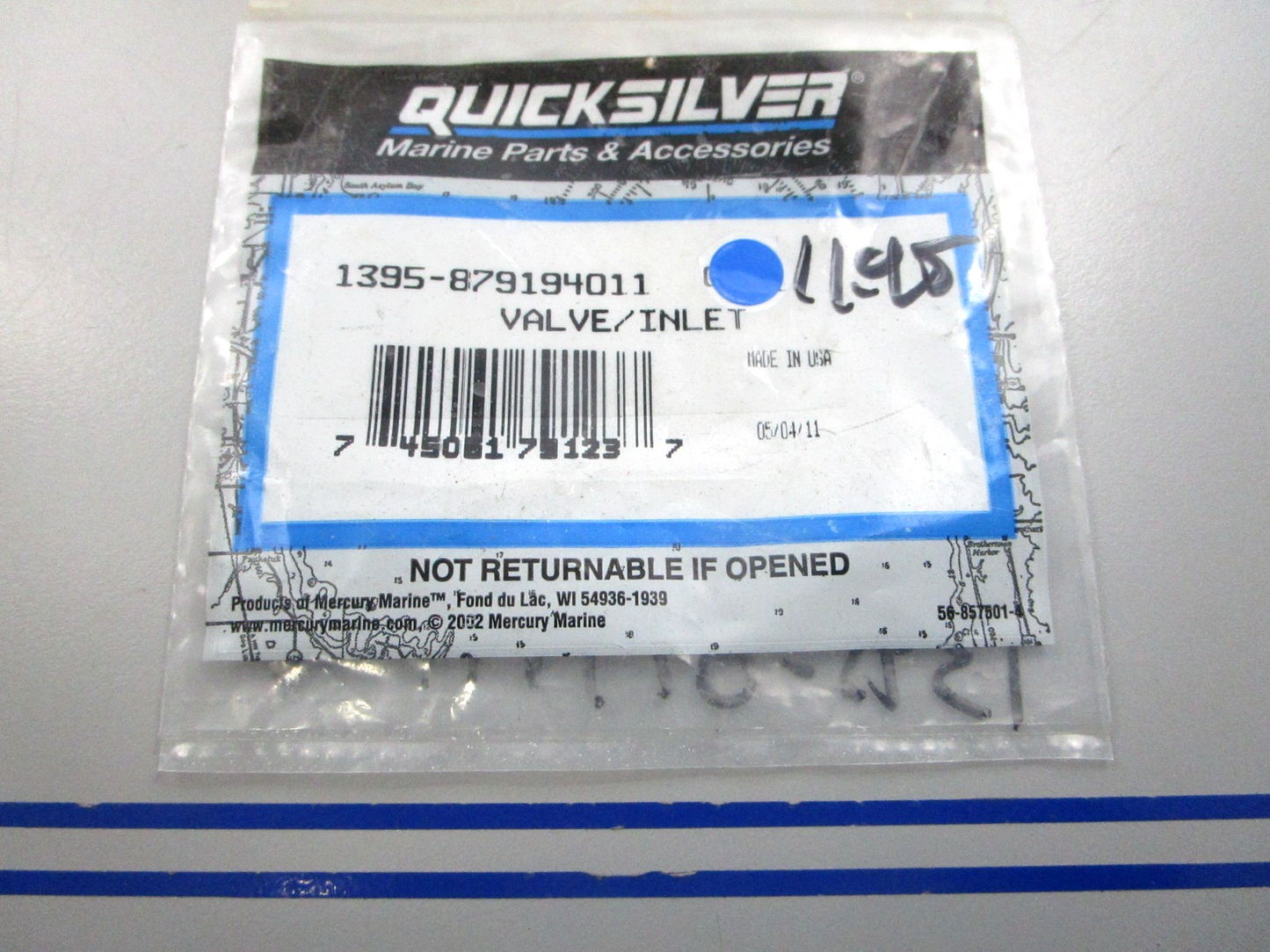 NEW OEM 1395-879194011 Mercury Quicksilver Valve Inlet 0810