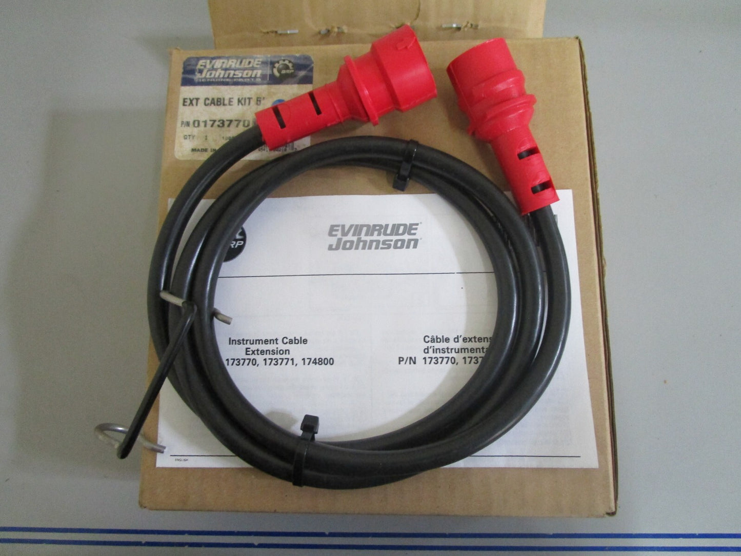 *NEW OEM* 0820 OMC Johnson Evinrude 5' Extension Cable Kit 173770 0173770