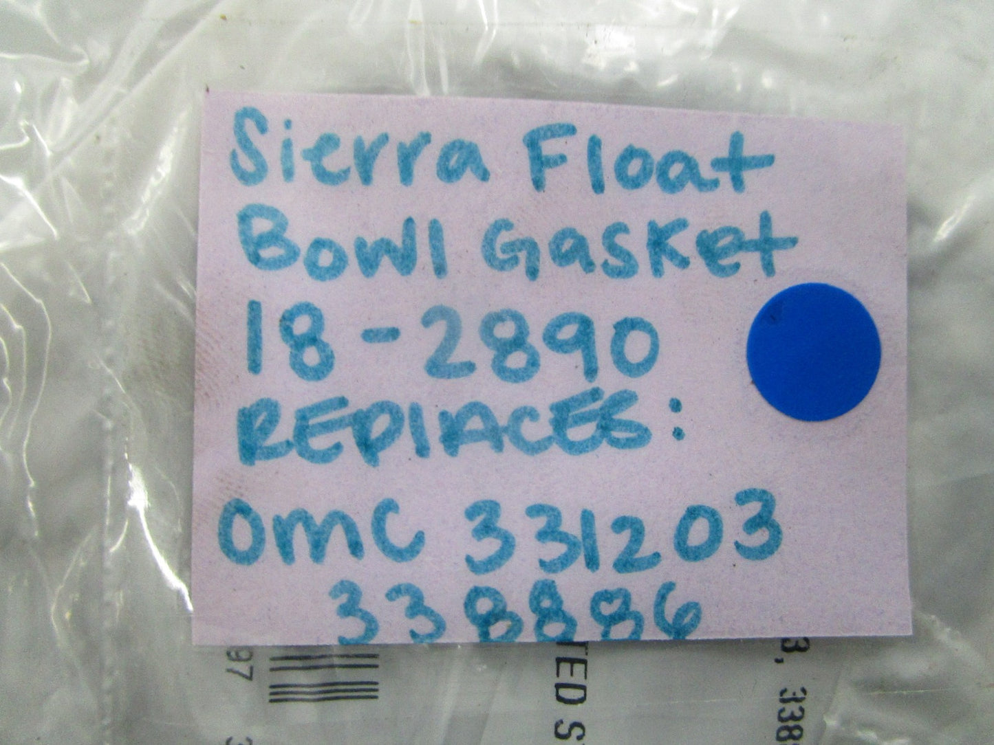 NEW Sierra 18-2890 Replaces: OMC 331203 338886 Bowl Gasket 0810