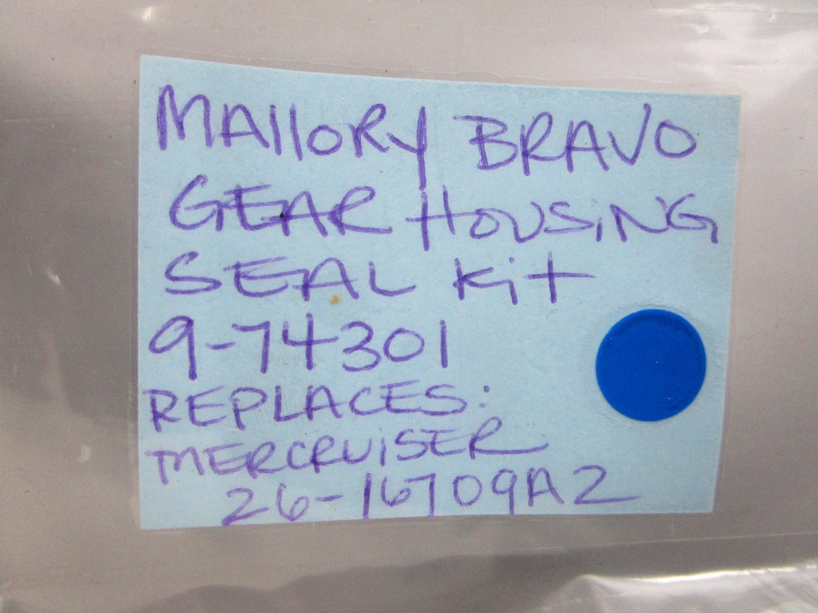 NEW 9-74301 Rep: Mercruiser 26-76709A2 Mallory Bravo Gear Housing Seal Kit 0810