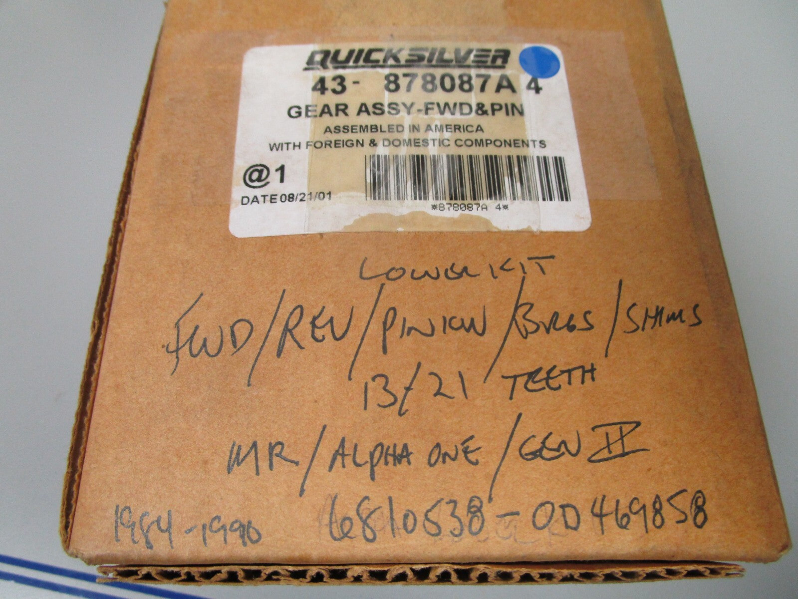 *NEW OEM* 0720 Mercury Quicksilver Forward Gear & Pinion Set 43-878087A4