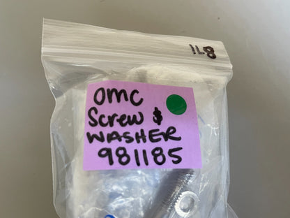 NEW OEM (LOT OF 8) 981185 0981185 OMC Johnson Evinrude Screw & Washer 0810