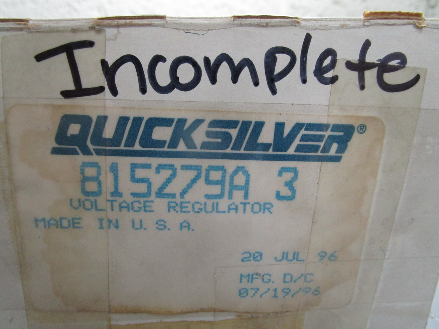 *NEW OEM* 0820 Mercury Quicksilver Voltage Regulator 815279A3