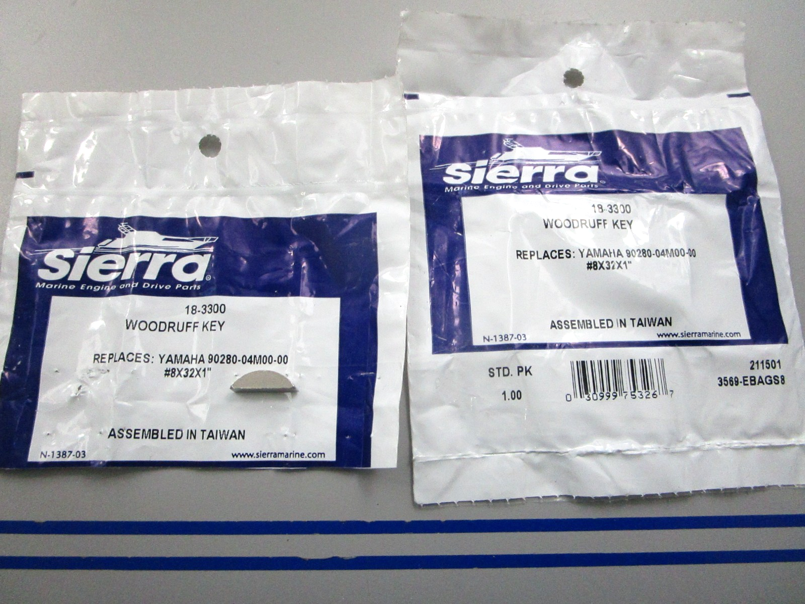NEW (LOT OF 2) 18-3300 Replaces: Yamaha 90280-04M00-00 Sierra Woodruff Key 0810
