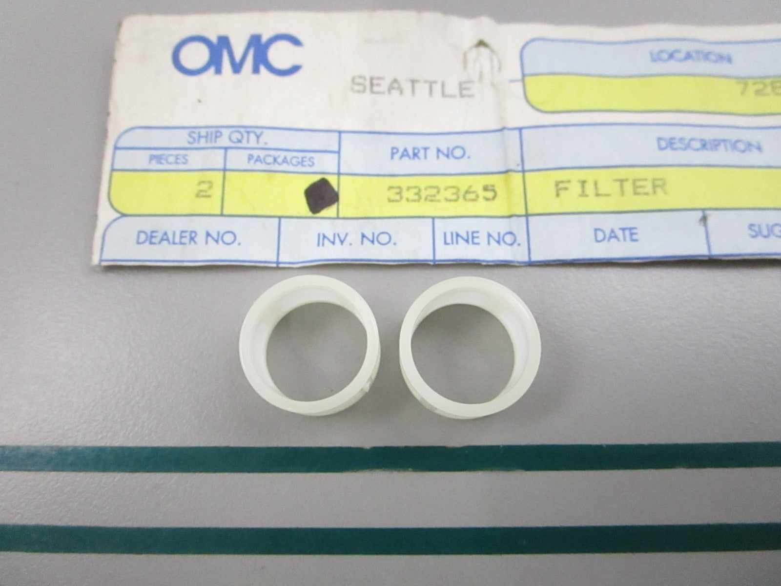 NEW OEM (LOT OF 2) 332365 0332365 OMC Johnson Evinrude Filter 0810