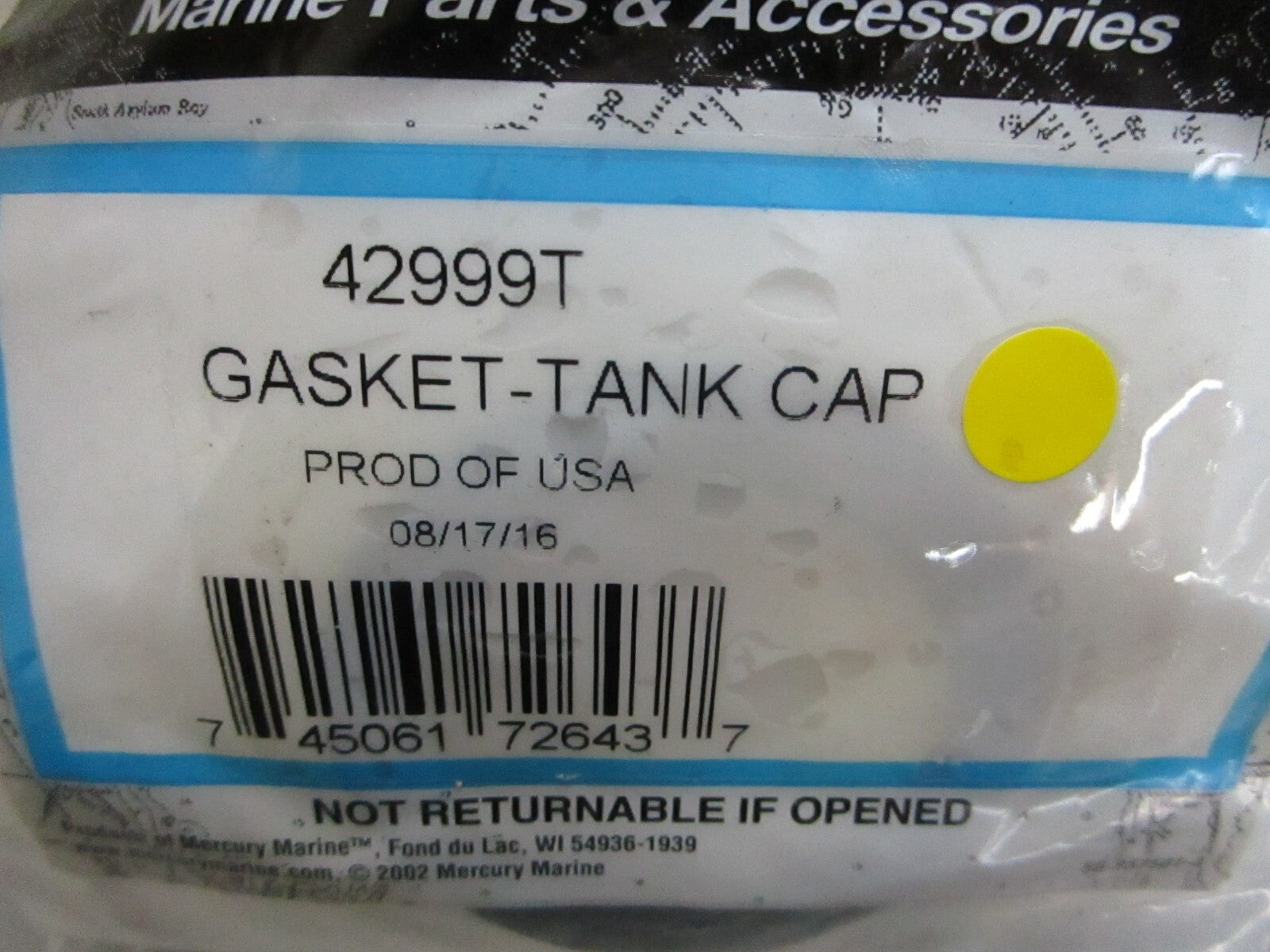 *NEW OEM* 0810 Mercury Quicksilver Tank Cap Gasket 42999T