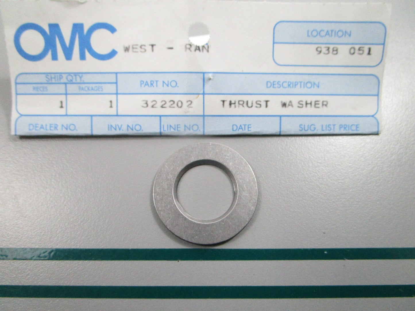 NEW OEM 322202 0322202 OMC Johnson Evinrude Thrust Washer 0810