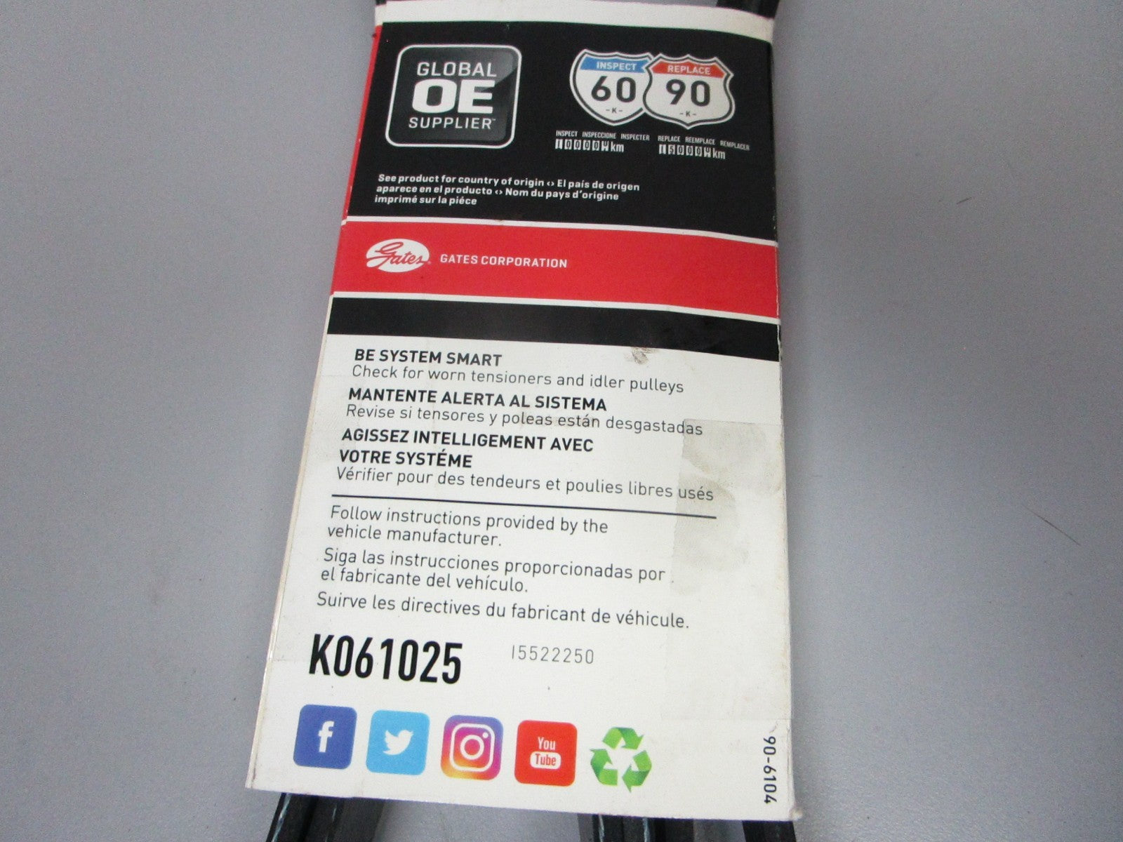 NEW K061025 Gates Micro-V 13/16" x 103" Serpentine Belt 0720