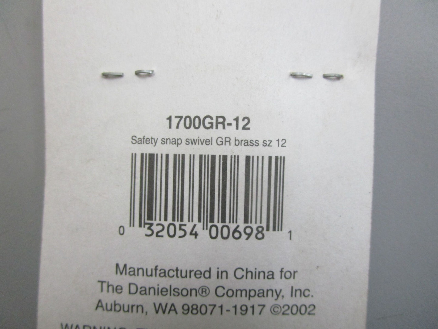 *NEW* (LOT OF 2) 0770 Danielson Size 12 Barrel Swivels W/ Safety Shaps 1700GR-12